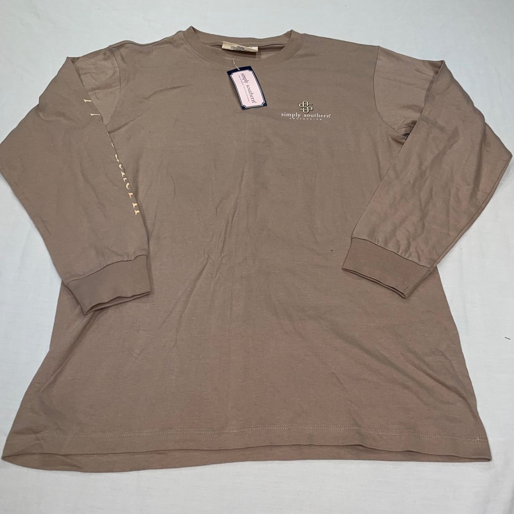 Simply Southern Wild Hearts Horse Graphic Long Sleeve Tee Tan Kids Youth Large